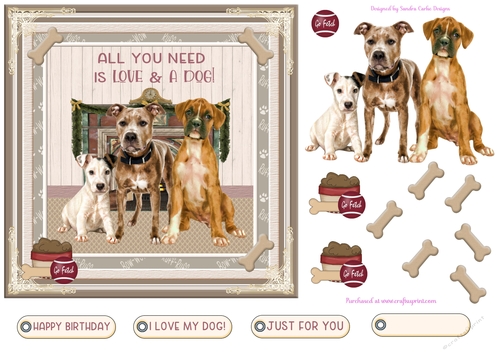 Love My Dog Decoupage 7x7ins Topper 6
