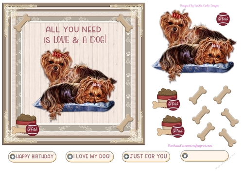 Love My Dog Decoupage 7x7ins Topper 7
