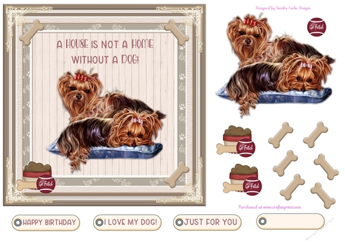 Love My Dog Decoupage 7x7ins Topper 7a
