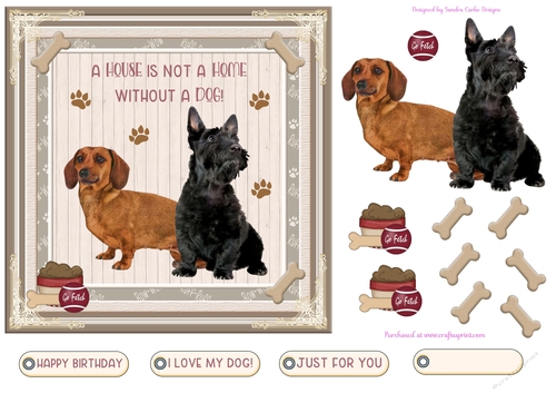 Love My Dog Decoupage 7x7ins Topper 8
