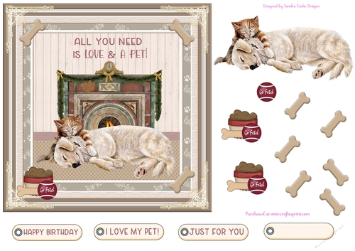 Love My Pet Decoupage 7x7ins Topper 9a