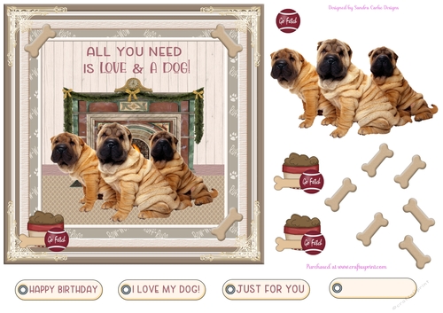 Love My Dog Decoupage 7x7ins Topper 10