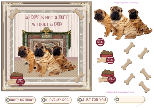 Love My Dog Decoupage 7x7ins Topper 10a