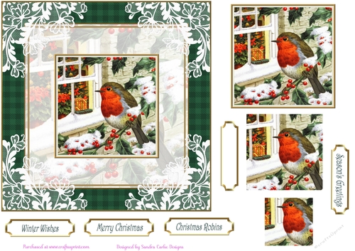 Christmas Vintage Robins Lace Filigree Topper 1