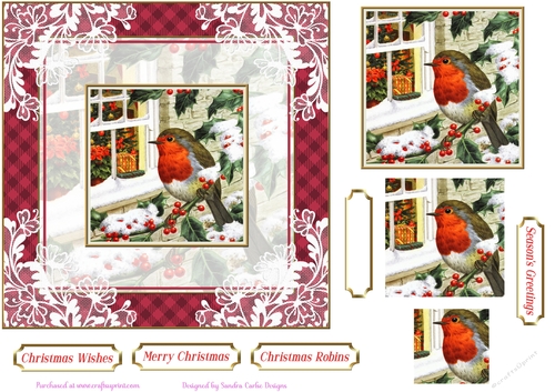 Christmas Vintage Robins Lace Filigree Topper 2