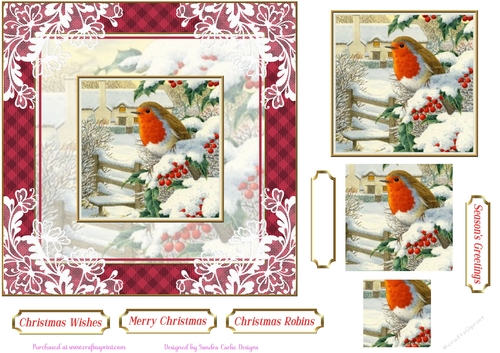 Christmas Vintage Robins Lace Filigree Topper 3