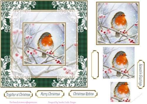 Christmas Vintage Robins Lace Filigree Topper 5