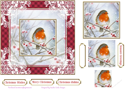 Christmas Vintage Robins Lace Filigree Topper 6