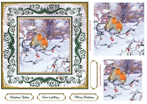 Christmas Vintage Snow is Falling Topper 1