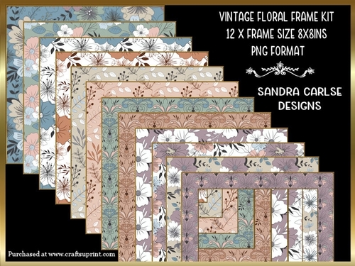 Vintage Floral 12 x 8x8ins Frames Kit 