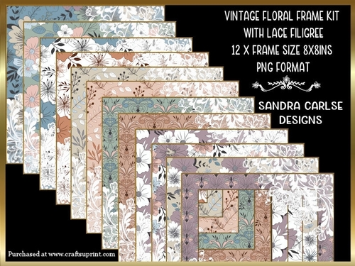 Vintage Floral 12 x 8x8ins Frames with Lace Filigree Kit 