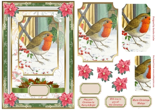 Christmas Robin Vintage Decoupage Topper