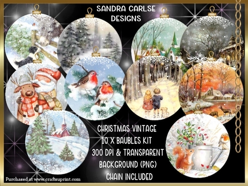 Christmas 10 x Vintage Baubles Kit