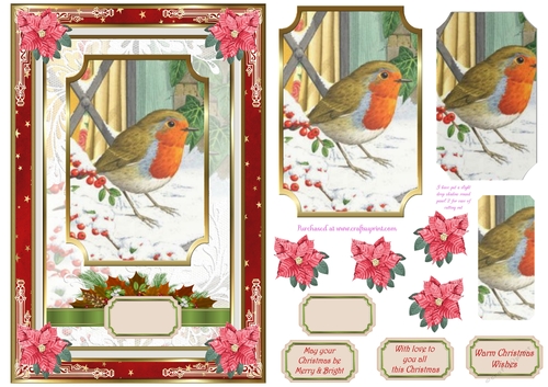 Christmas Robin Vintage Decoupage Topper 2