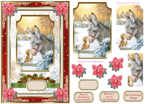 Christmas Little Donkey Decoupage Topper 1