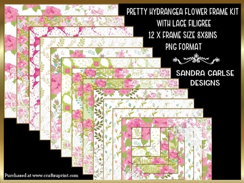 Pretty Hydrangea Flower Frame Kit with Lace Filigree