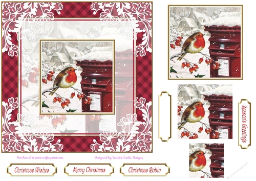 Christmas Vintage Robin Lace Filigree Topper 1