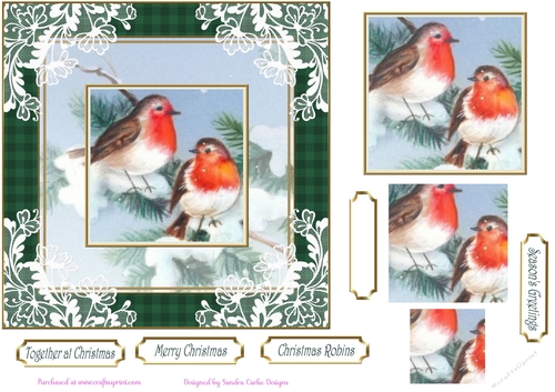 Christmas Vintage Snow Robins Lace Filigree Topper 