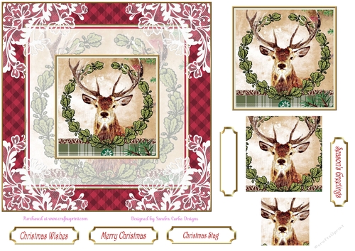 Christmas Vintage Stag Lace Filigree Topper 2