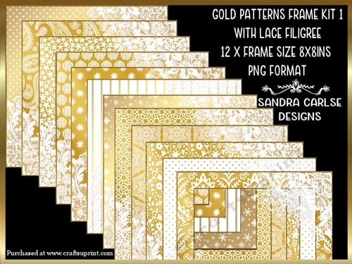 Gold Pattern 12 x Frame Kit 1 with Lace Filigree