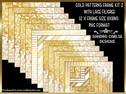 Gold Pattern 12 x Frame Kit 2 with Lace Filigree