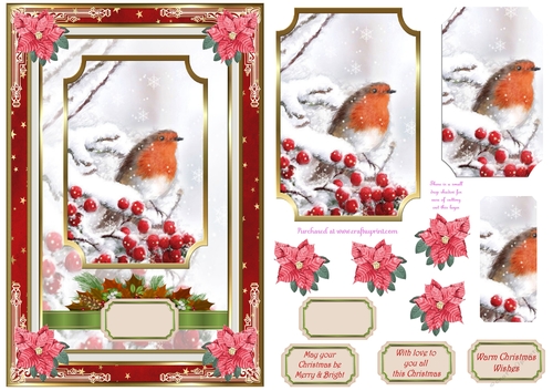 Christmas Snow Robin Decoupage Topper 1