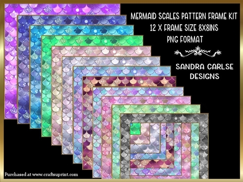 Mermaid Scales Pattern 12 x 8x8ins Frame Kit 