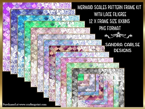 Mermaid Scales Pattern 12 x 8x8ins Frame Kit with Lace Filigree