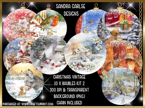 Christmas 10 x Vintage Baubles Kit 2