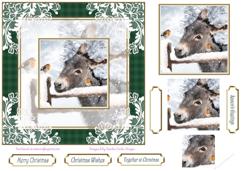 Christmas Vintage Donkey & Robins Lace Filigree Topper 2
