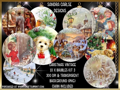 Christmas 10 x Vintage Baubles Kit 3