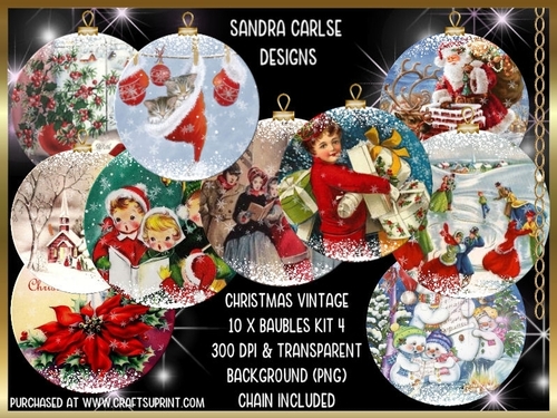 Christmas 10 x Vintage Baubles Kit 4
