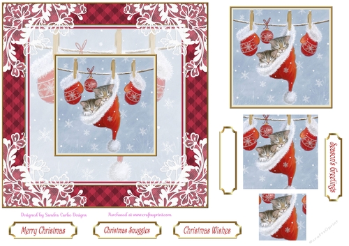Christmas Snuggles 7x7ins Vintage Lace Filigree Topper 2
