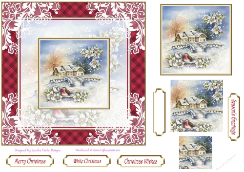 White Christmas 7x7ins Vintage Lace Filigree Topper 1