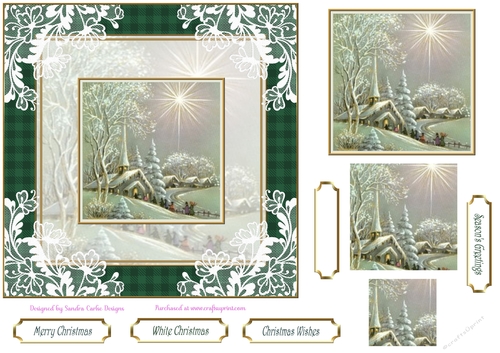 White Christmas 7x7ins Vintage Lace Filigree Topper 3