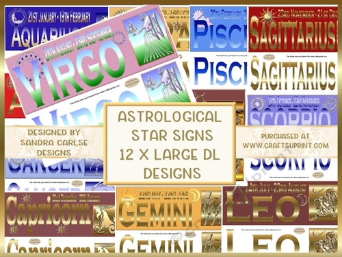 Birthday Astrological Star Signs 12 x Large dl Toppers