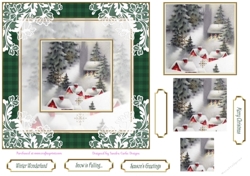 Christmas Snow is Falling 7x7ins Topper 10