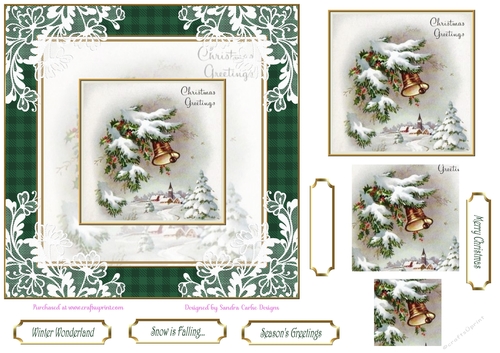 Christmas Greetings 7x7ins Topper Lace Filigree