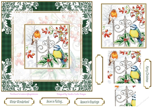 Christmas Berries 7x7ins Topper Lace Filigree