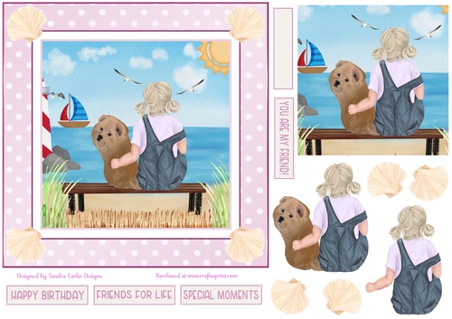 Birthday Girl & Chao Chao Dog Decoupage 7x7ins Topper
