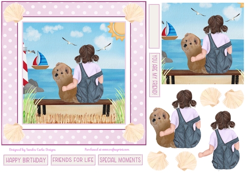 Birthday Girl & Chao Chao Dog Decoupage 7x7ins Topper 1