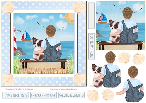 Birthday Boy & Papillon Decoupage 7x7ins Topper 1
