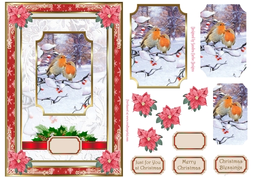 Christmas Robins in the Snow Topper 1