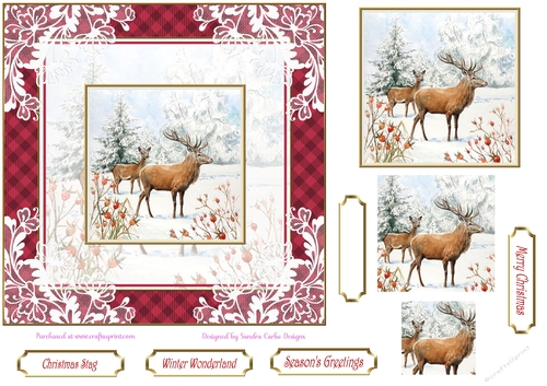 Christmas Vintage Stag Topper 1
