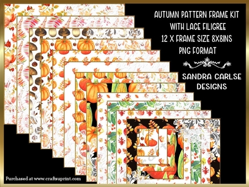 Autumn Pattern 12 x 8x8ins Frame Kit with Lace Filigree