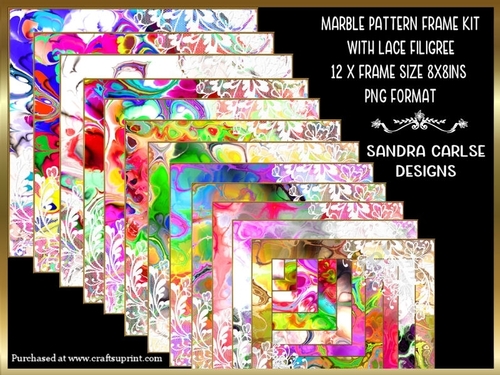 Funky Marble Pattern 12 x 8x8ins Frames Kit Lace Filigree