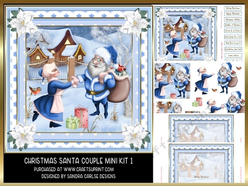 Christmas Santa Couple 8x8ins Mini Kit 1