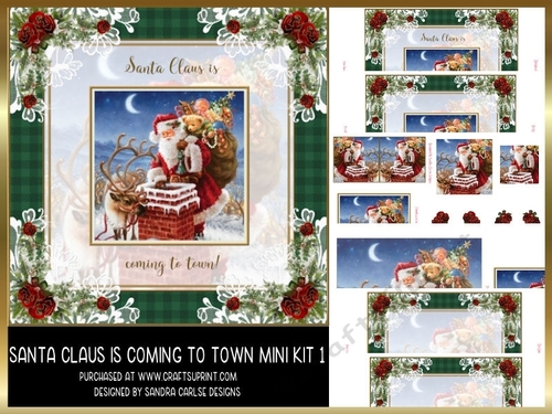 Christmas Santa Claus Vintage 8x8ins Mini Kit 1