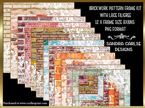 Brickwork Pattern 8x8ins x 12 Frames with Lace Filigree Kit