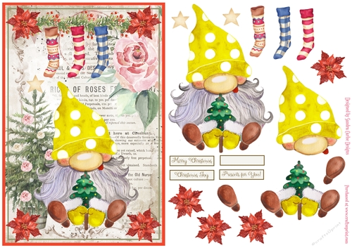 Christmas Decoupage Nordic Gnome Vintage Topper 2